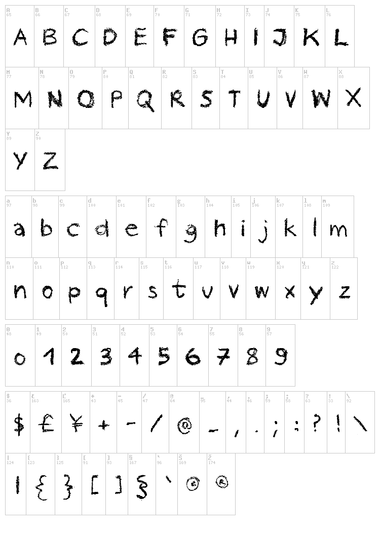 Pastel Crayon font map